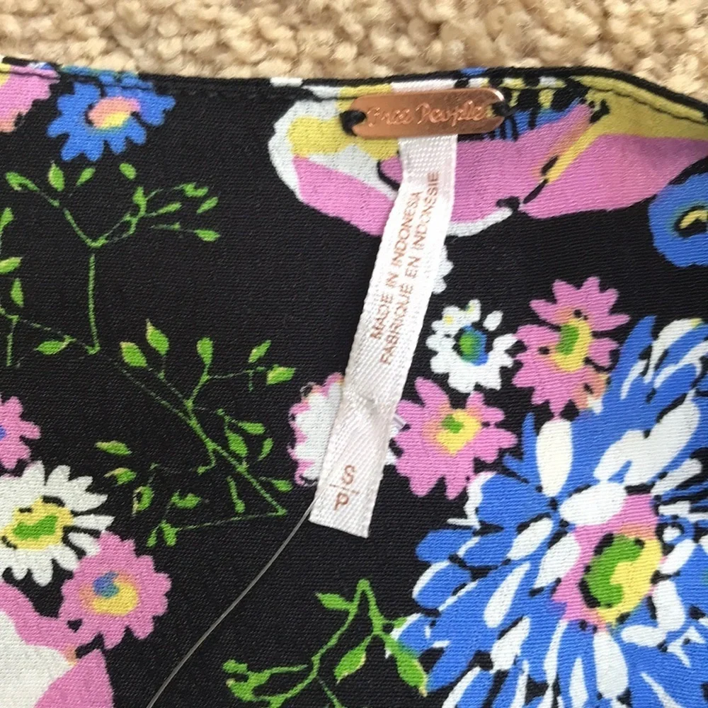 NWT! FREE PEOPLE Black floral wrap dress